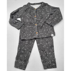 LITTLE PLANET BY CARTER'S Organic 2 PC Set Gray Stars Pants Button Up Top 9M